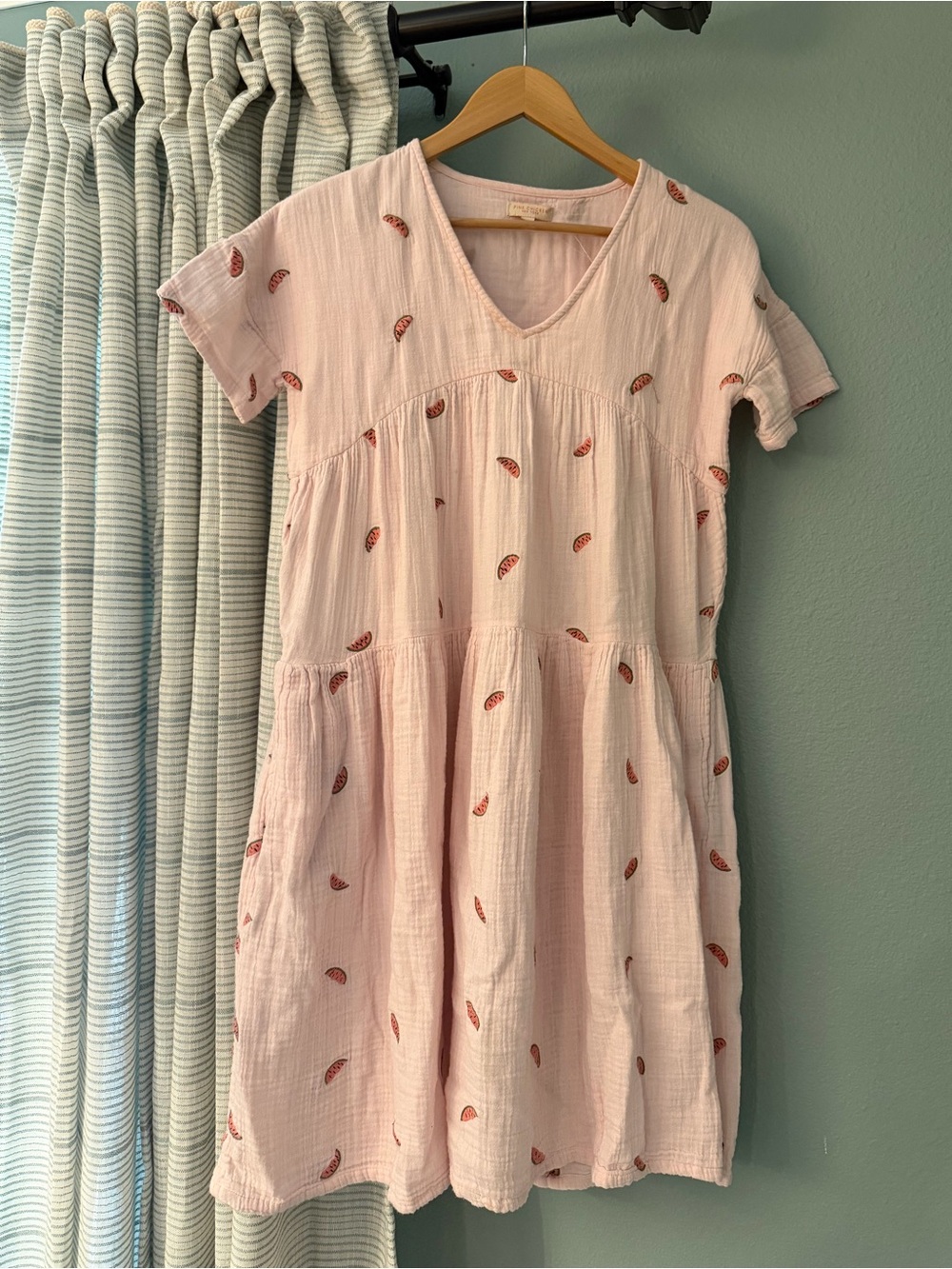 Pink Chicken women’s watermelon print pink dress with pockets size small